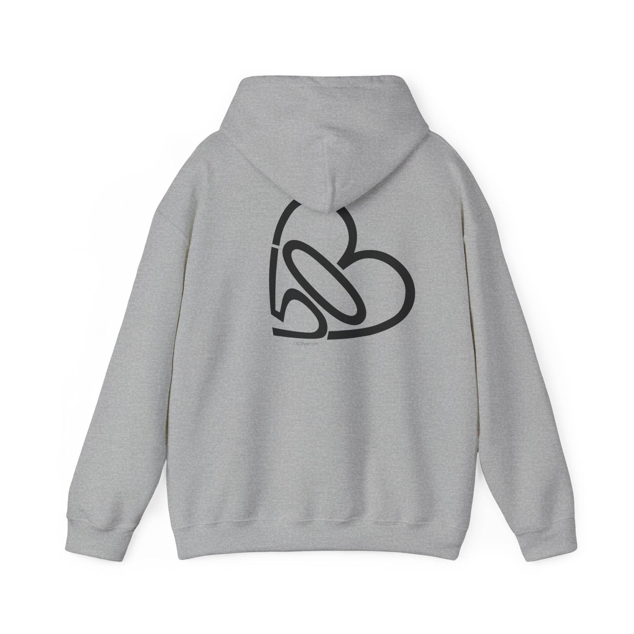Unisex RESIST + 503heart Hoodie — Solidarity & Love PDX Pullover — Full Back