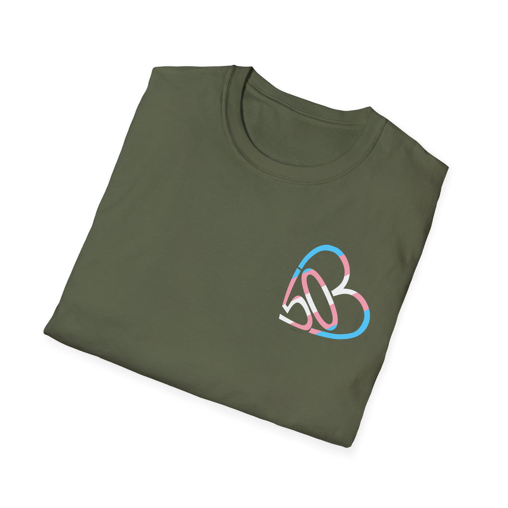 Unisex Trans Pride 503heart T-Shirt — Trans Flag Tee— Tilt