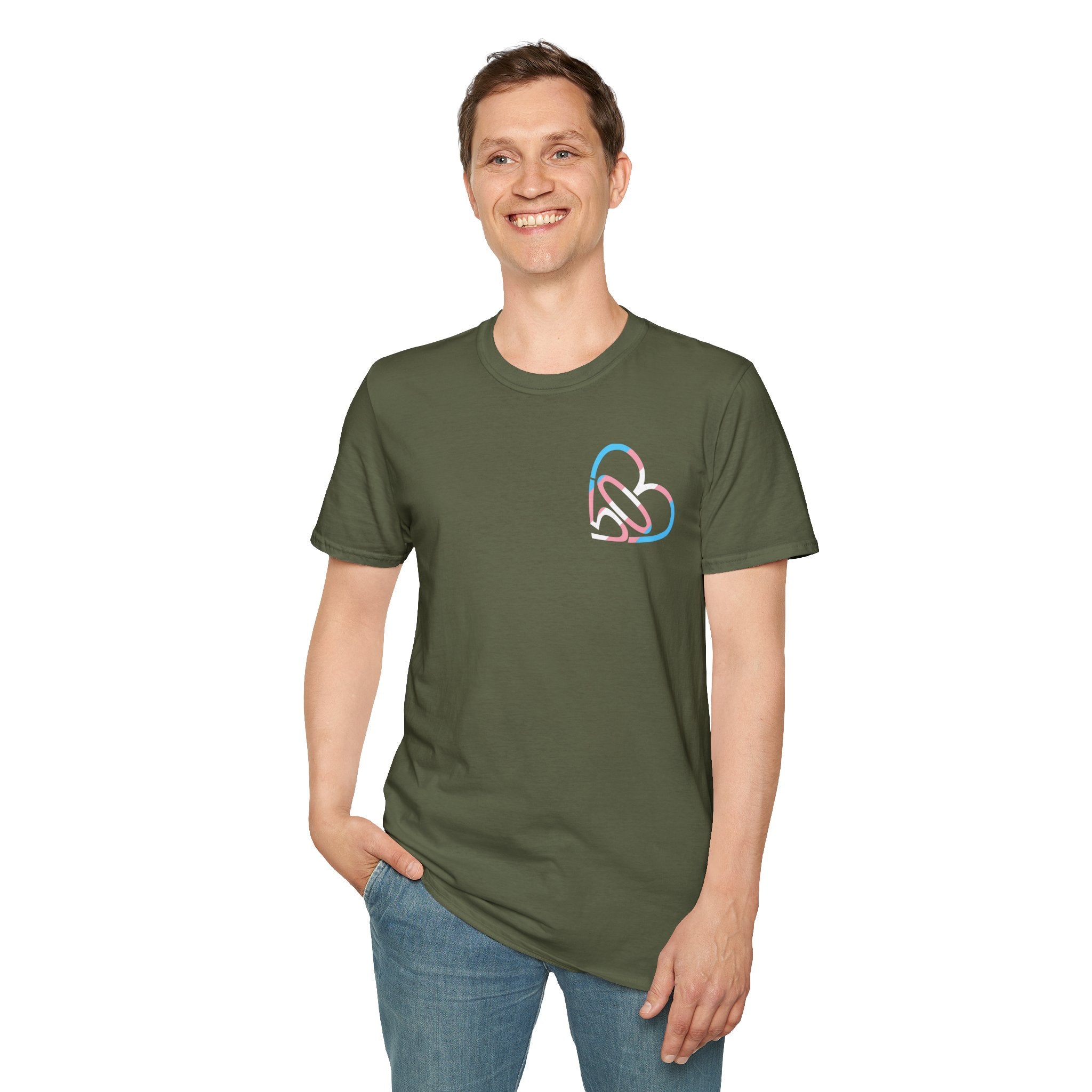 Unisex Trans Pride 503heart T-Shirt — Trans Flag Tee— Tilt