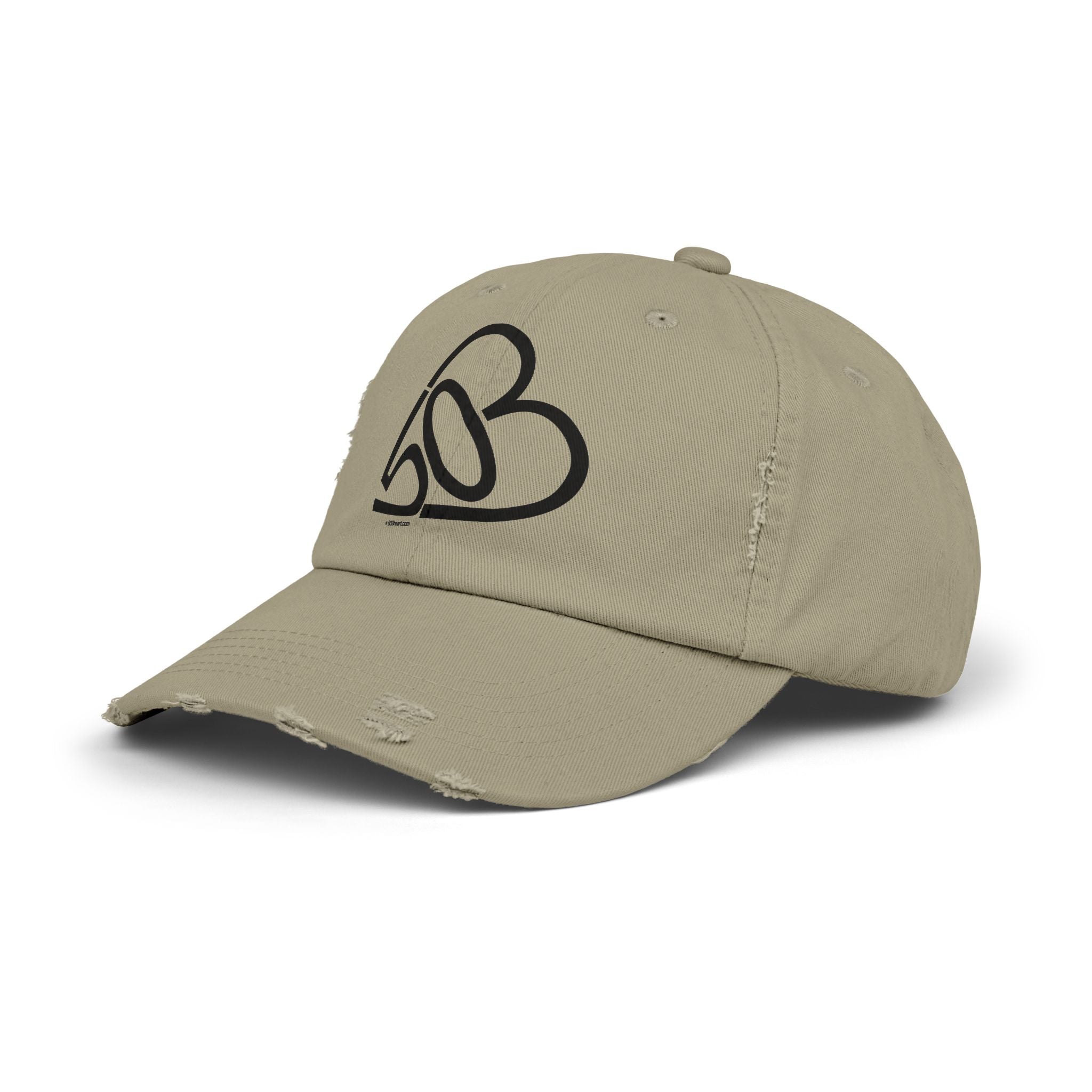 Unisex Distressed 503heart Baseball Cap — Vintage Casual Hat — Tilt