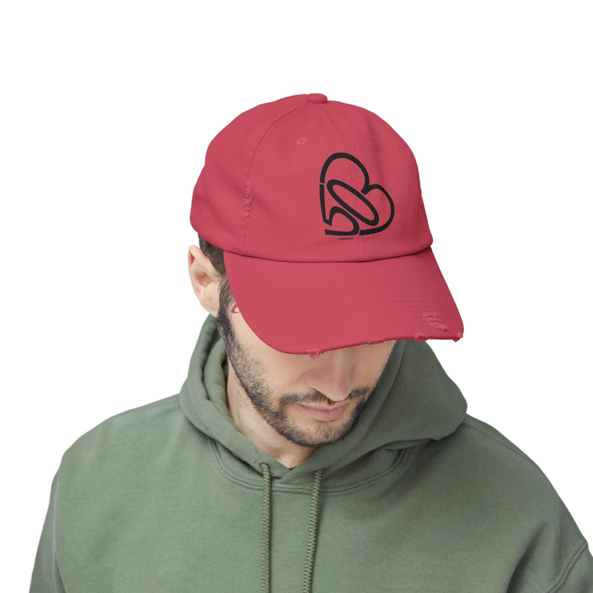 Unisex Distressed 503heart Baseball Cap — Vintage Casual Hat — Tilt