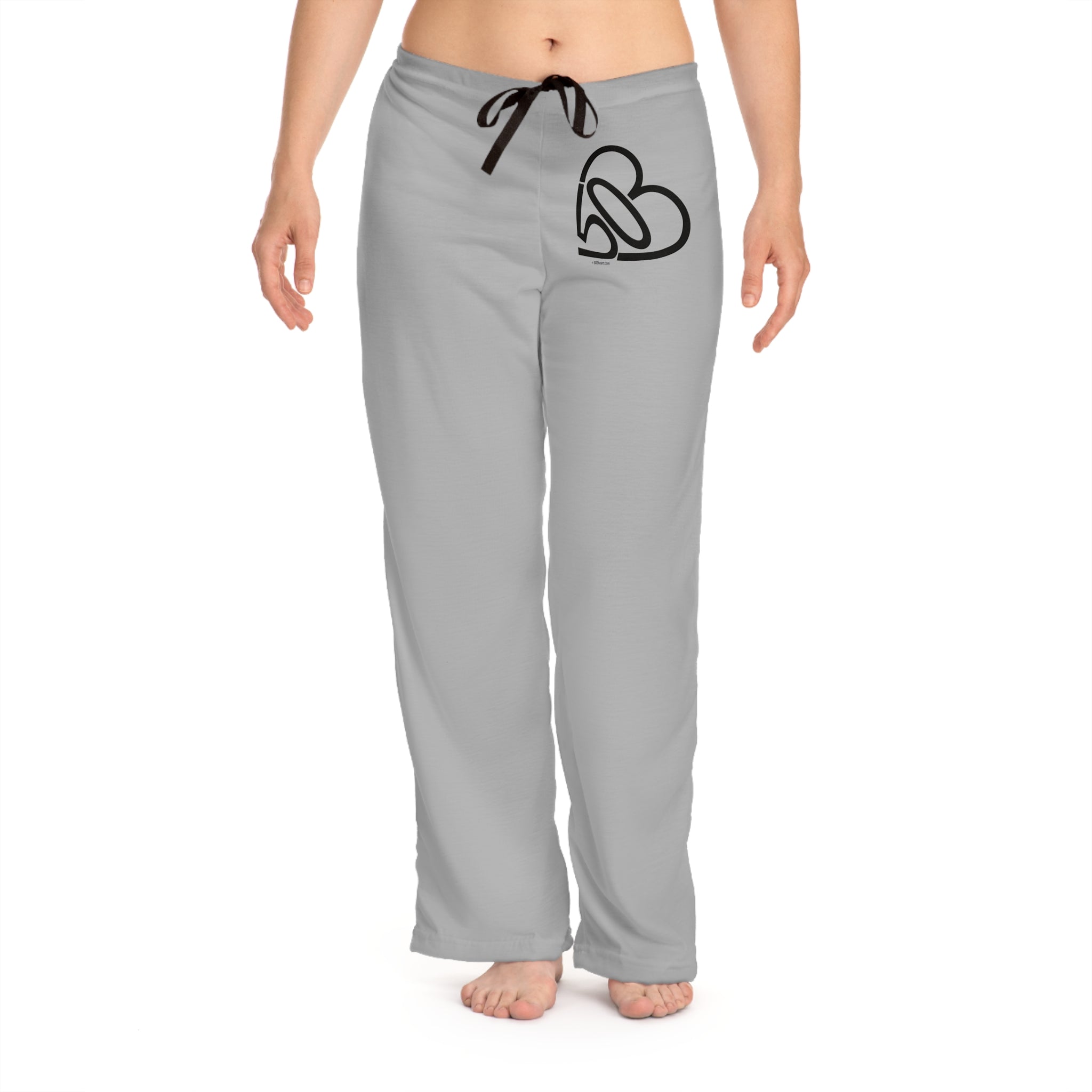 Women's 503heart Pajama Pants — Gray Lounge Sleep Pants with Heart Accent — Tilt