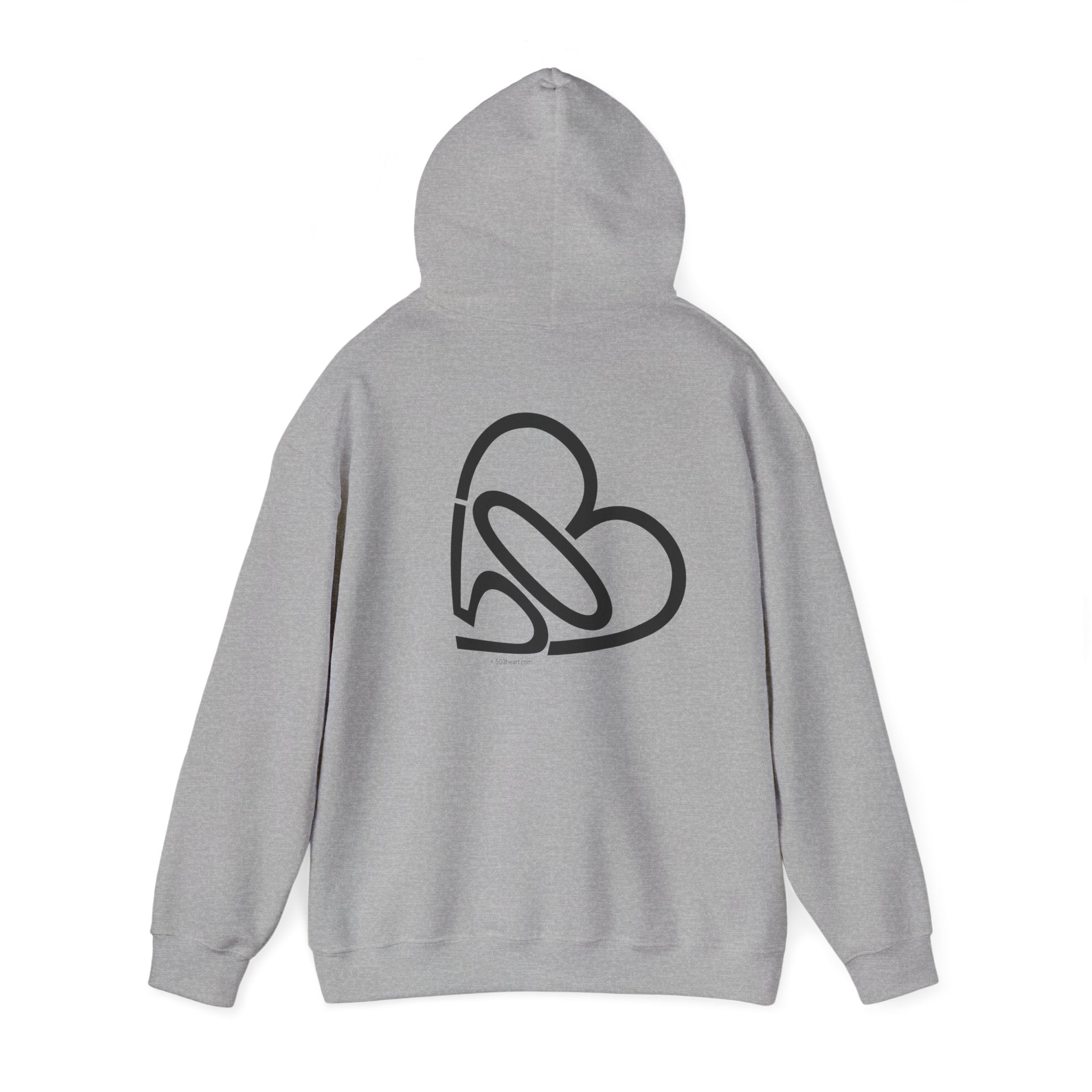 Unisex RESIST + 503heart Hoodie — Solidarity & Love PDX Pullover — Full Back