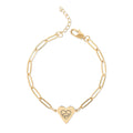 503heart Engraved Paperclip Bracelet — Engraved Heart Charm — Full