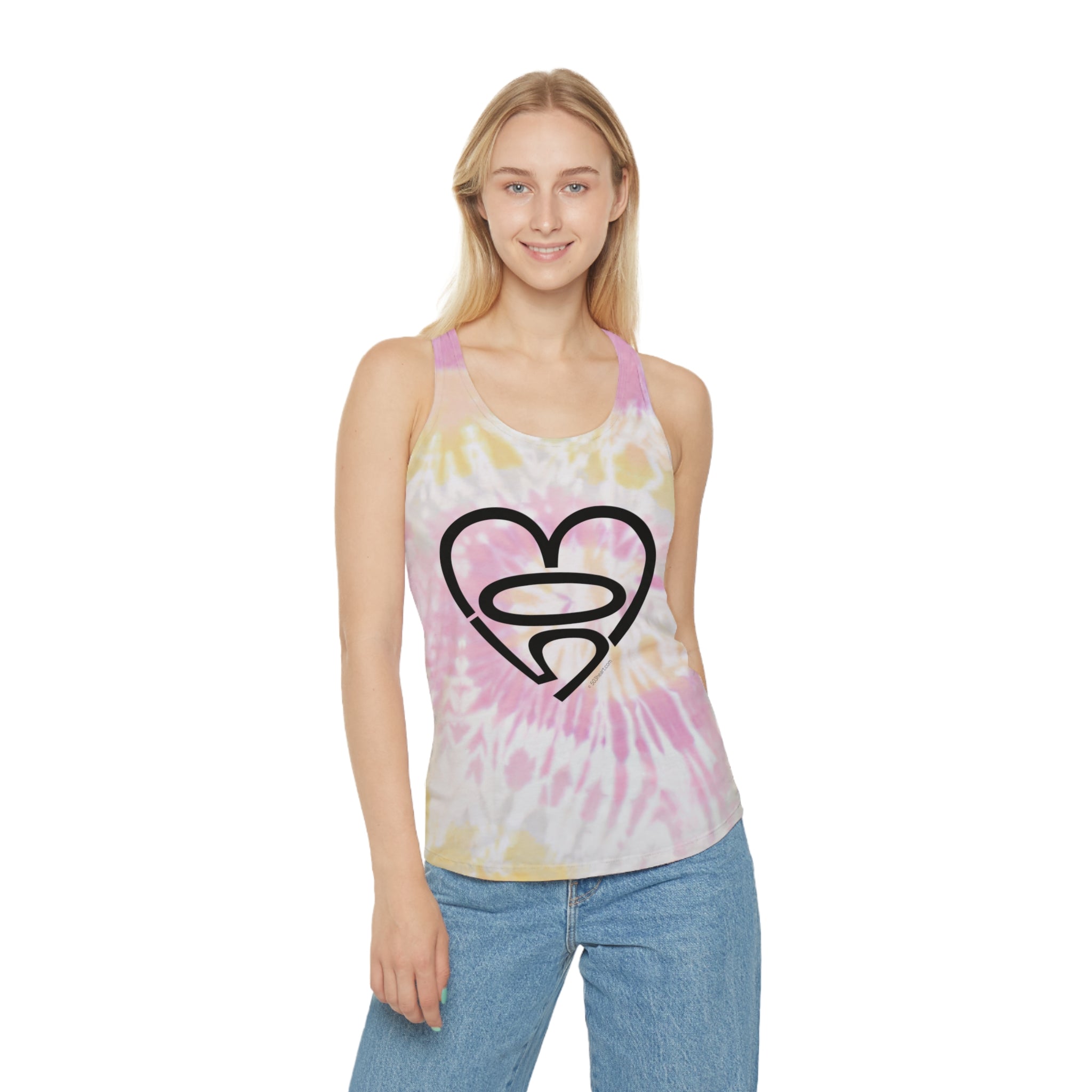 Women's 503heart Tie-Dye Racerback Tank — "Wear Your Heart!" PDX Love — Full