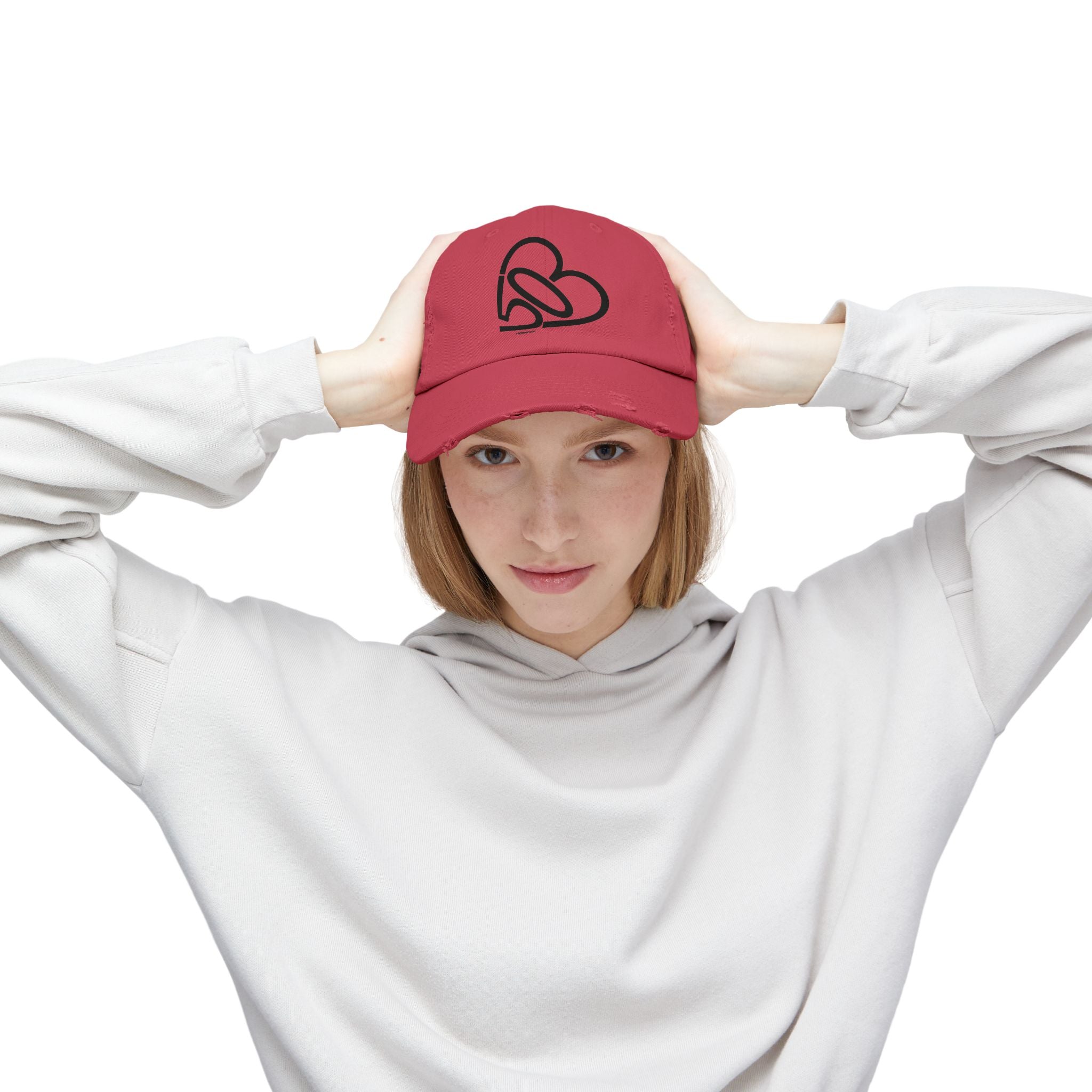 Unisex Distressed 503heart Baseball Cap — Vintage Casual Hat — Tilt