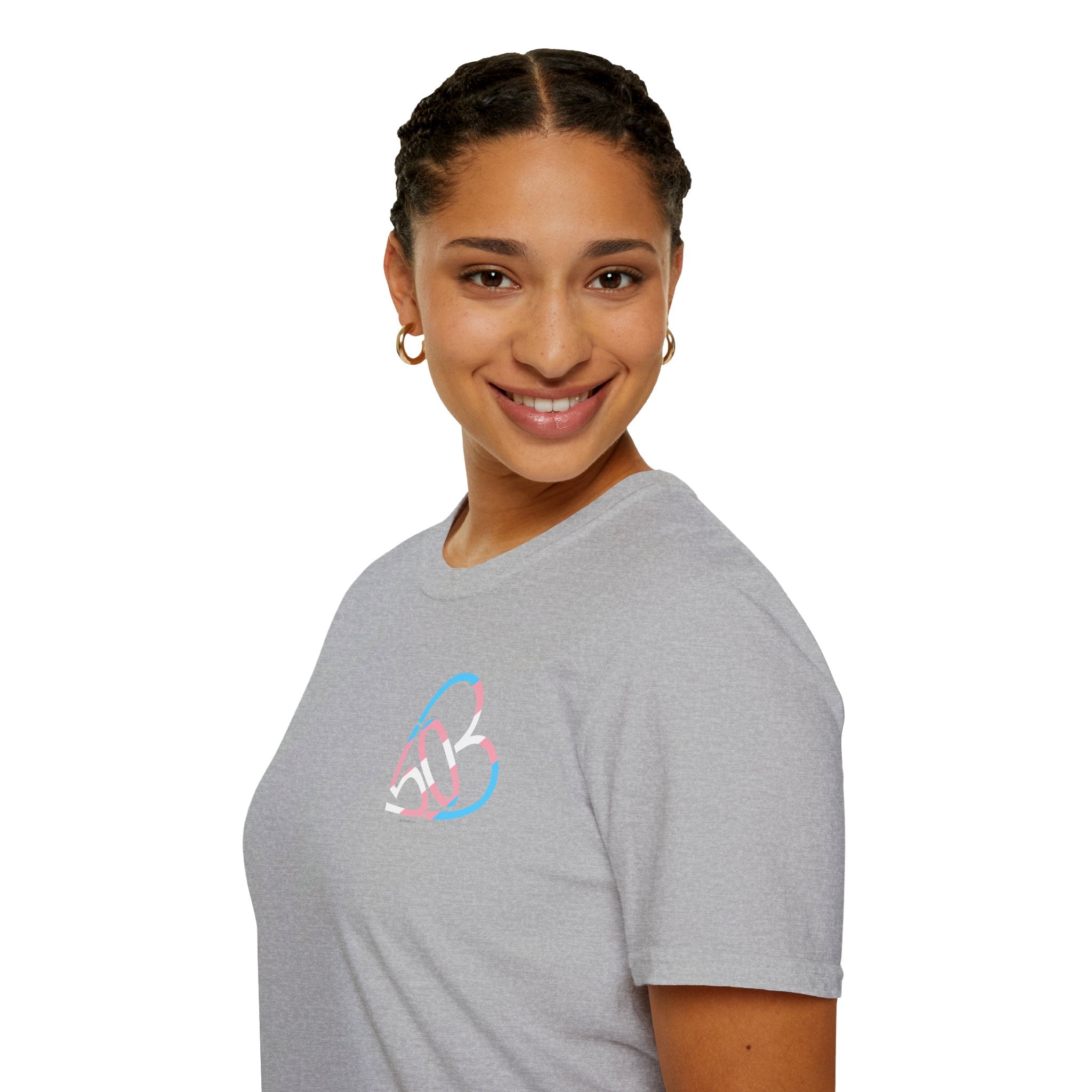 Unisex Trans Pride 503heart T-Shirt — Trans Flag Tee— Tilt
