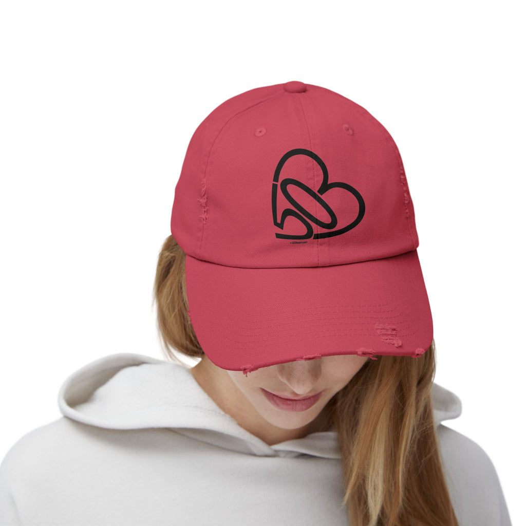 Unisex Distressed 503heart Baseball Cap — Vintage Casual Hat — Tilt