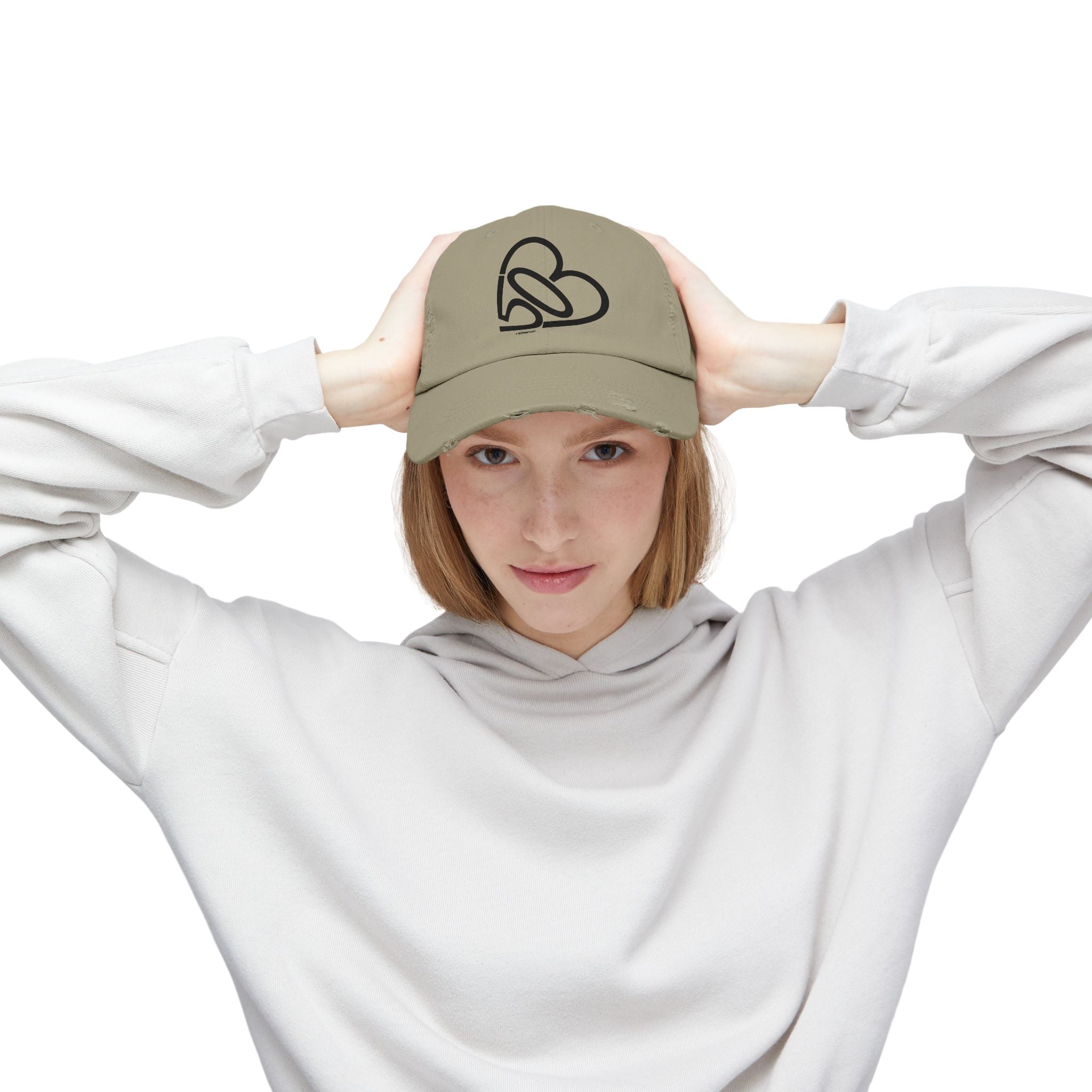 Unisex Distressed 503heart Baseball Cap — Vintage Casual Hat — Tilt