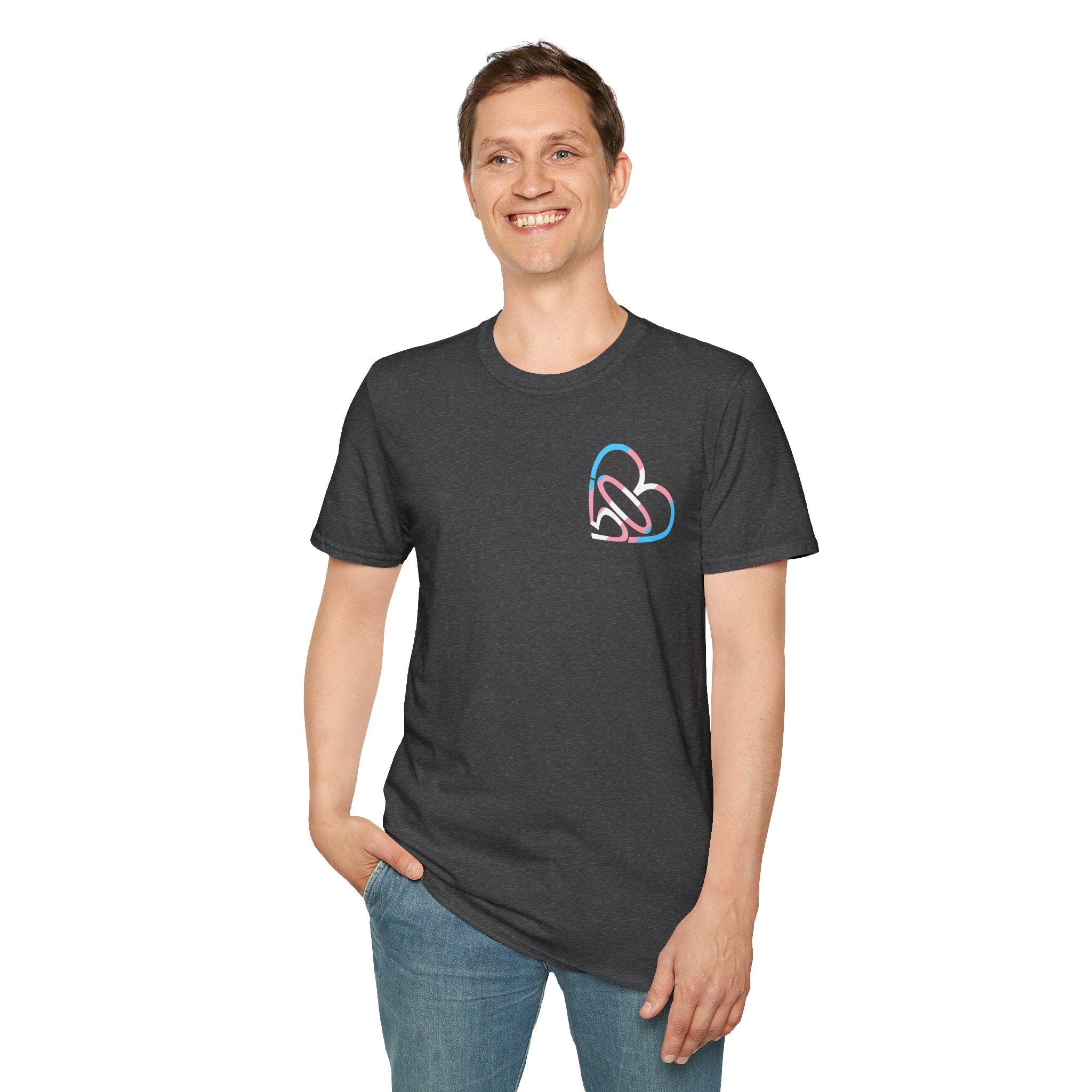 Unisex Trans Pride 503heart T-Shirt — Trans Flag Tee— Tilt