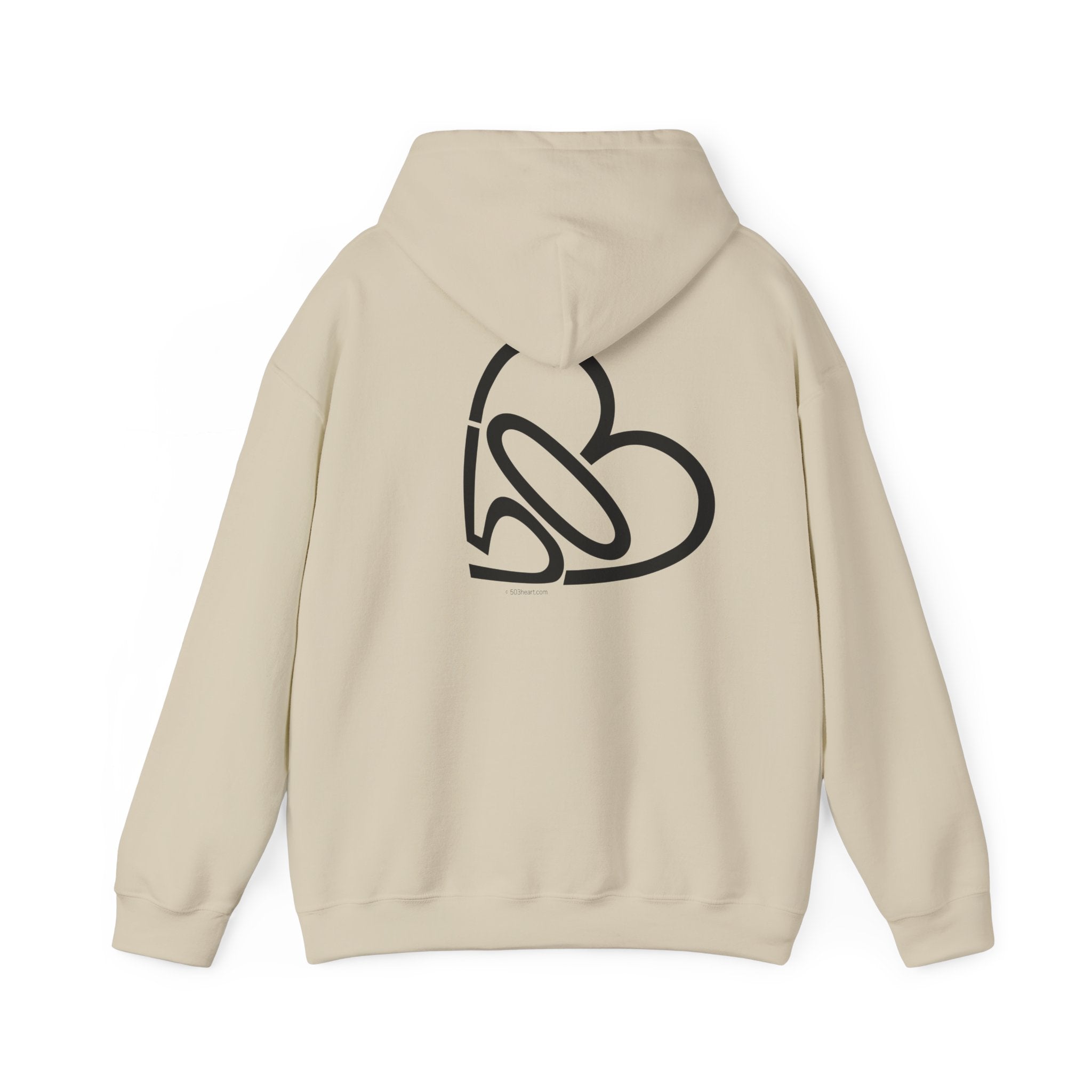 Unisex RESIST + 503heart Hoodie — Solidarity & Love PDX Pullover — Full Back