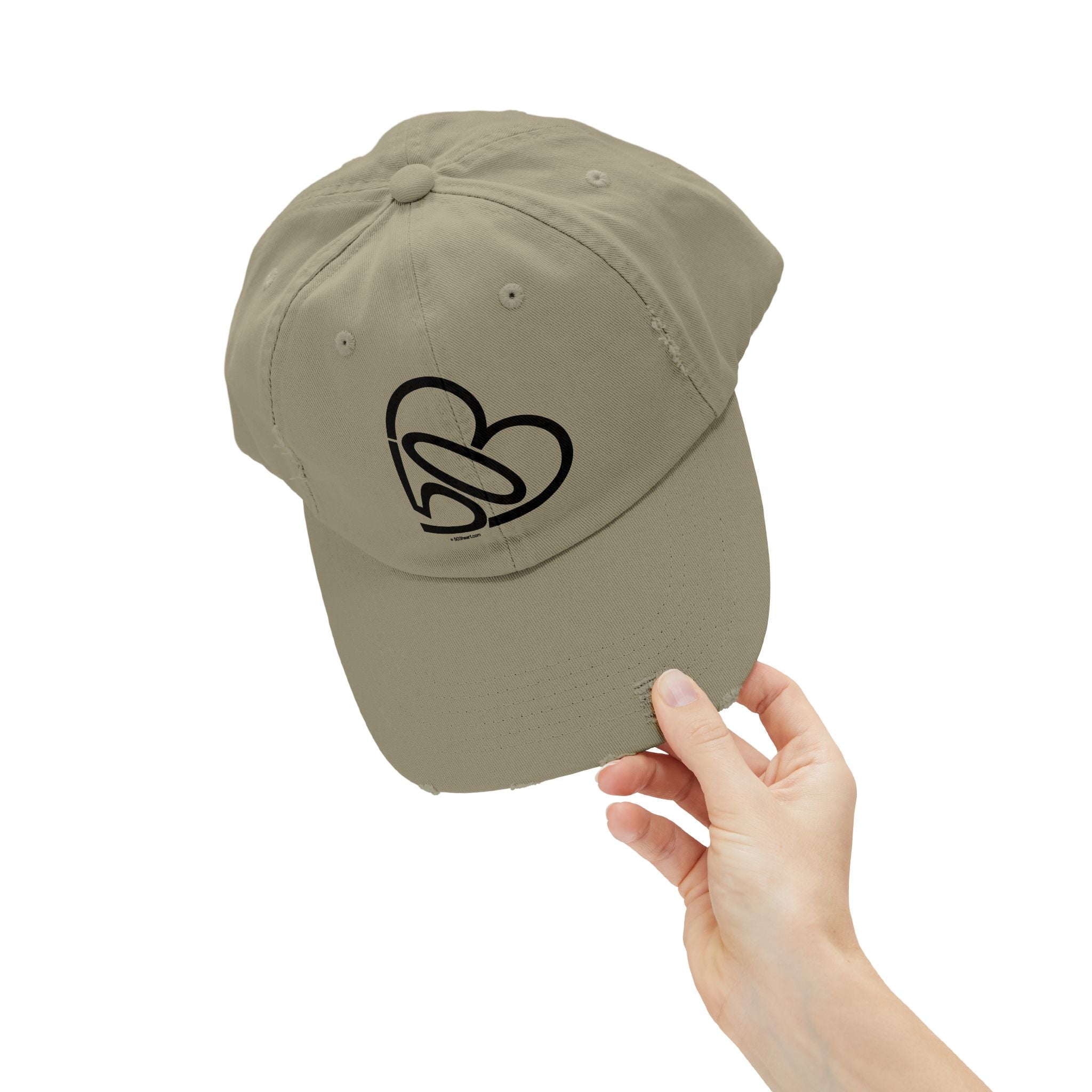 Unisex Distressed 503heart Baseball Cap — Vintage Casual Hat — Tilt