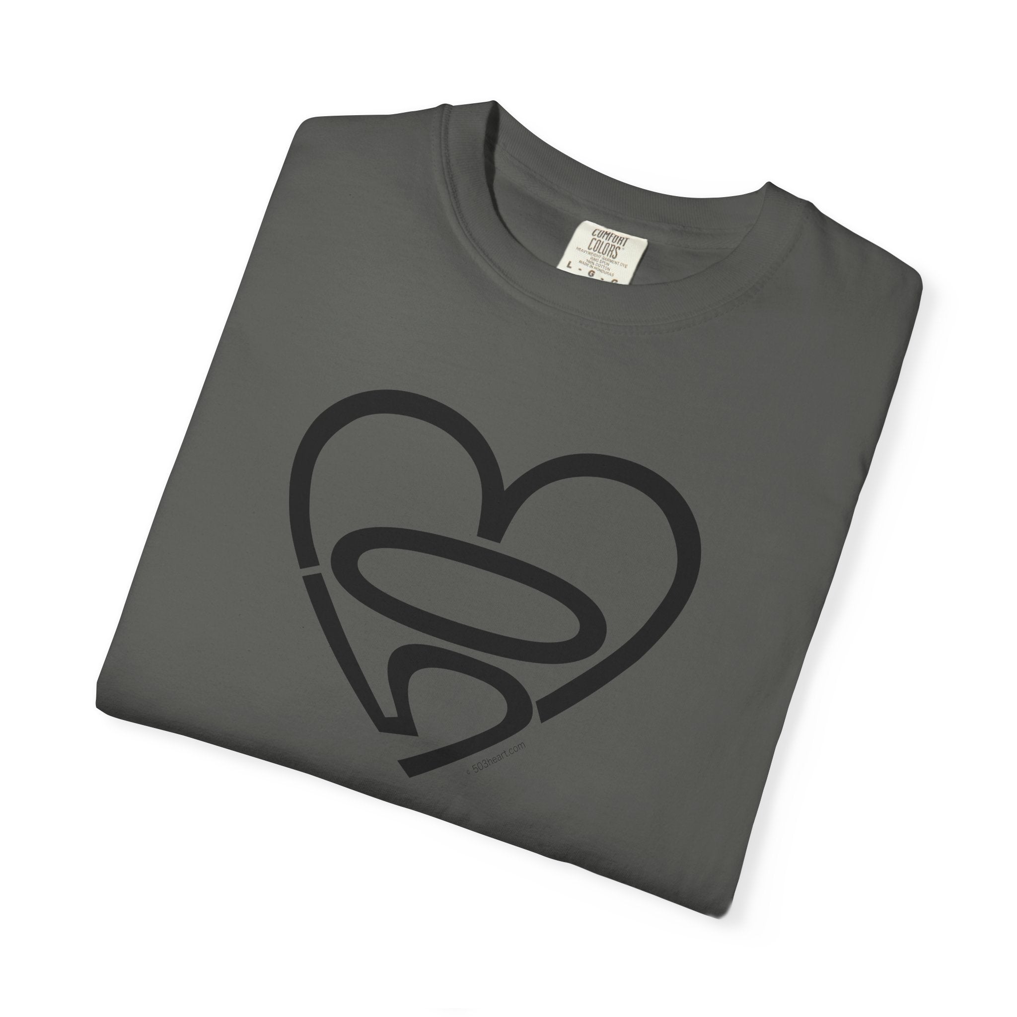 Unisex 503heart T-Shirt — Garment-Dyed Portland Love Tee — Full
