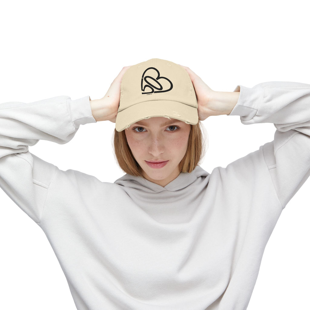 Unisex Distressed 503heart Baseball Cap — Vintage Casual Hat — Tilt