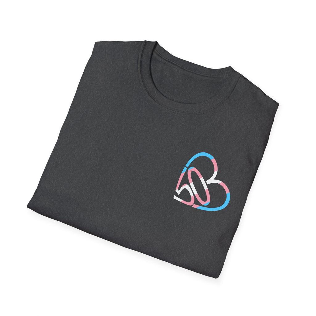 Unisex Trans Pride 503heart T-Shirt — Trans Flag Tee— Tilt