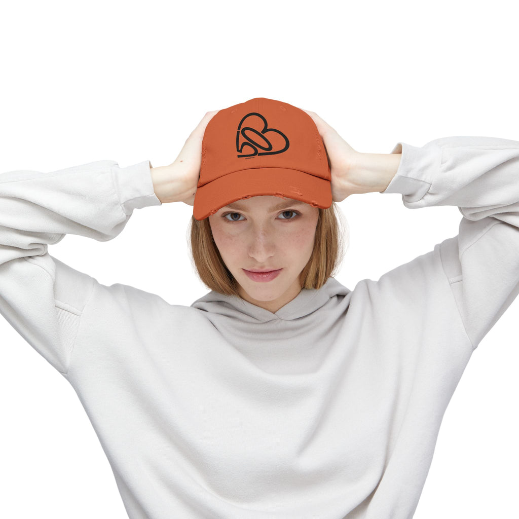Unisex Distressed 503heart Baseball Cap — Vintage Casual Hat — Tilt