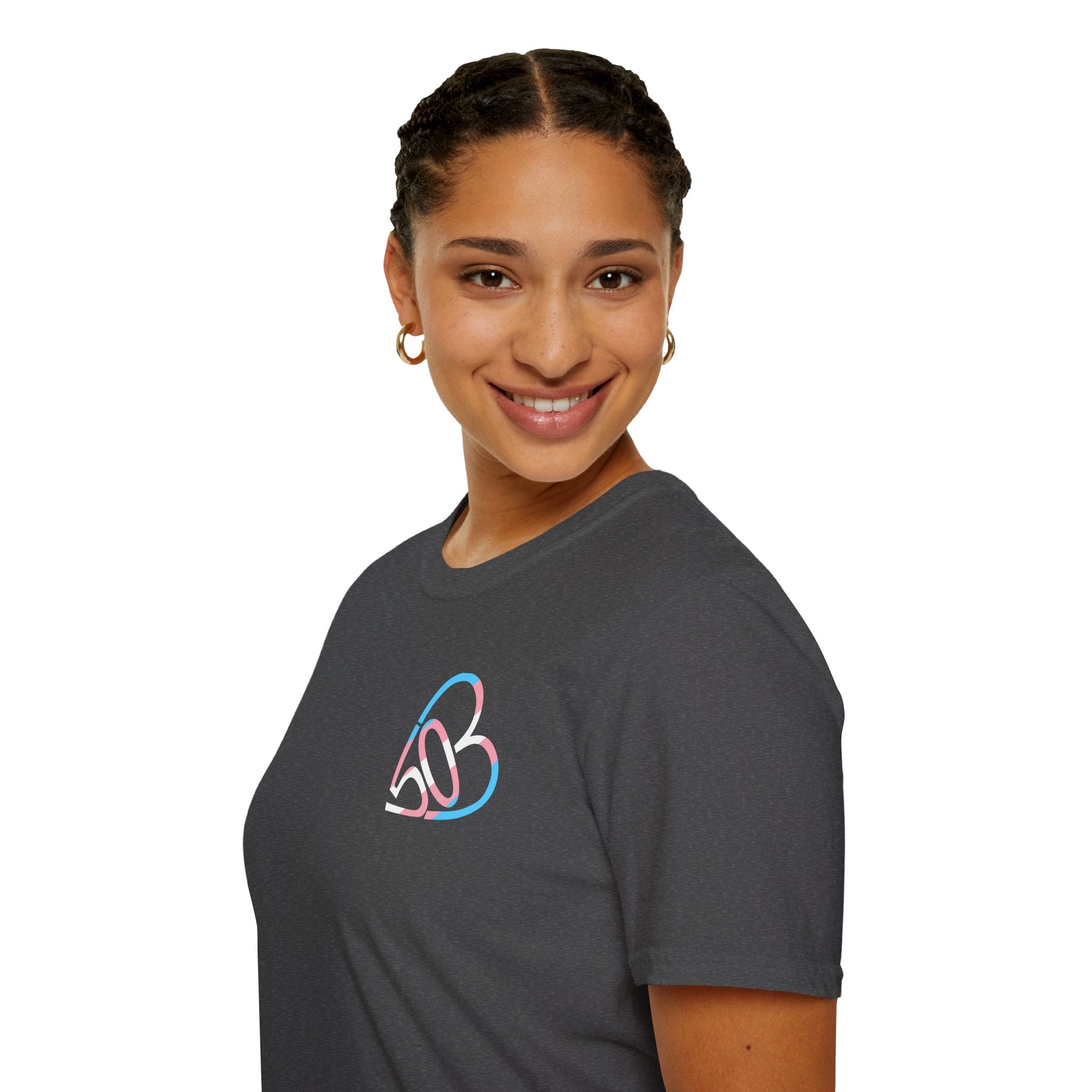 Unisex Trans Pride 503heart T-Shirt — Trans Flag Tee— Tilt
