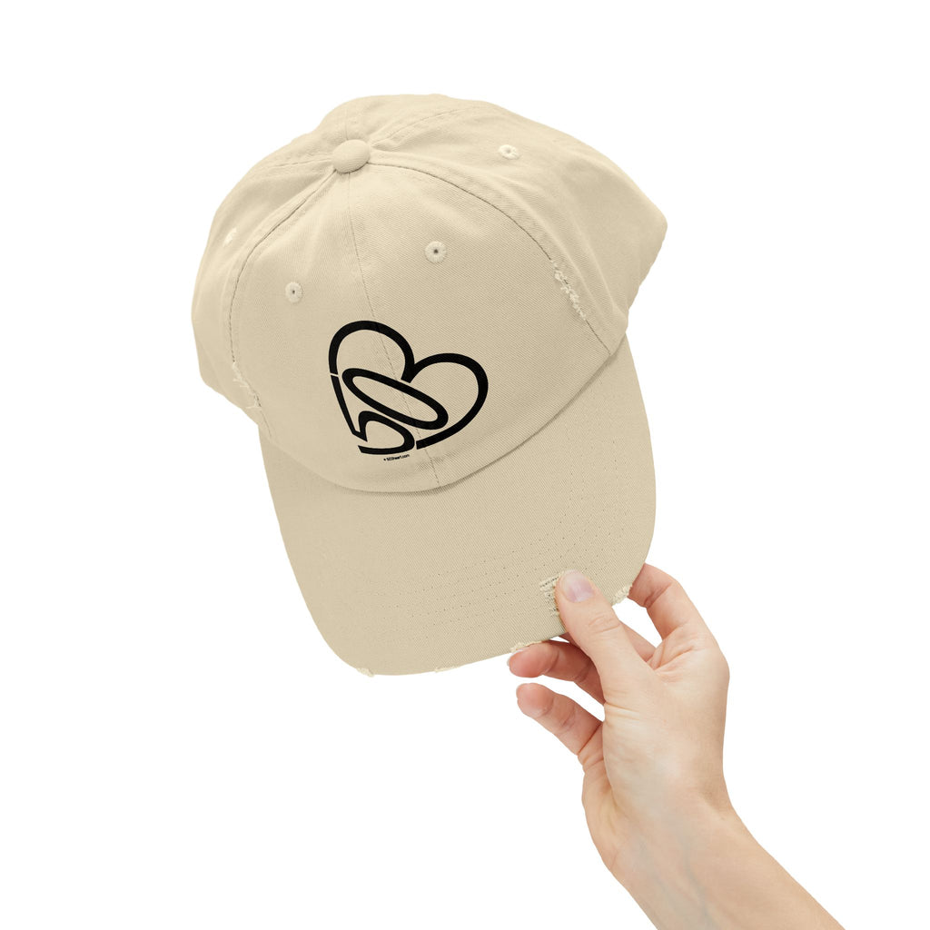 Unisex Distressed 503heart Baseball Cap — Vintage Casual Hat — Tilt