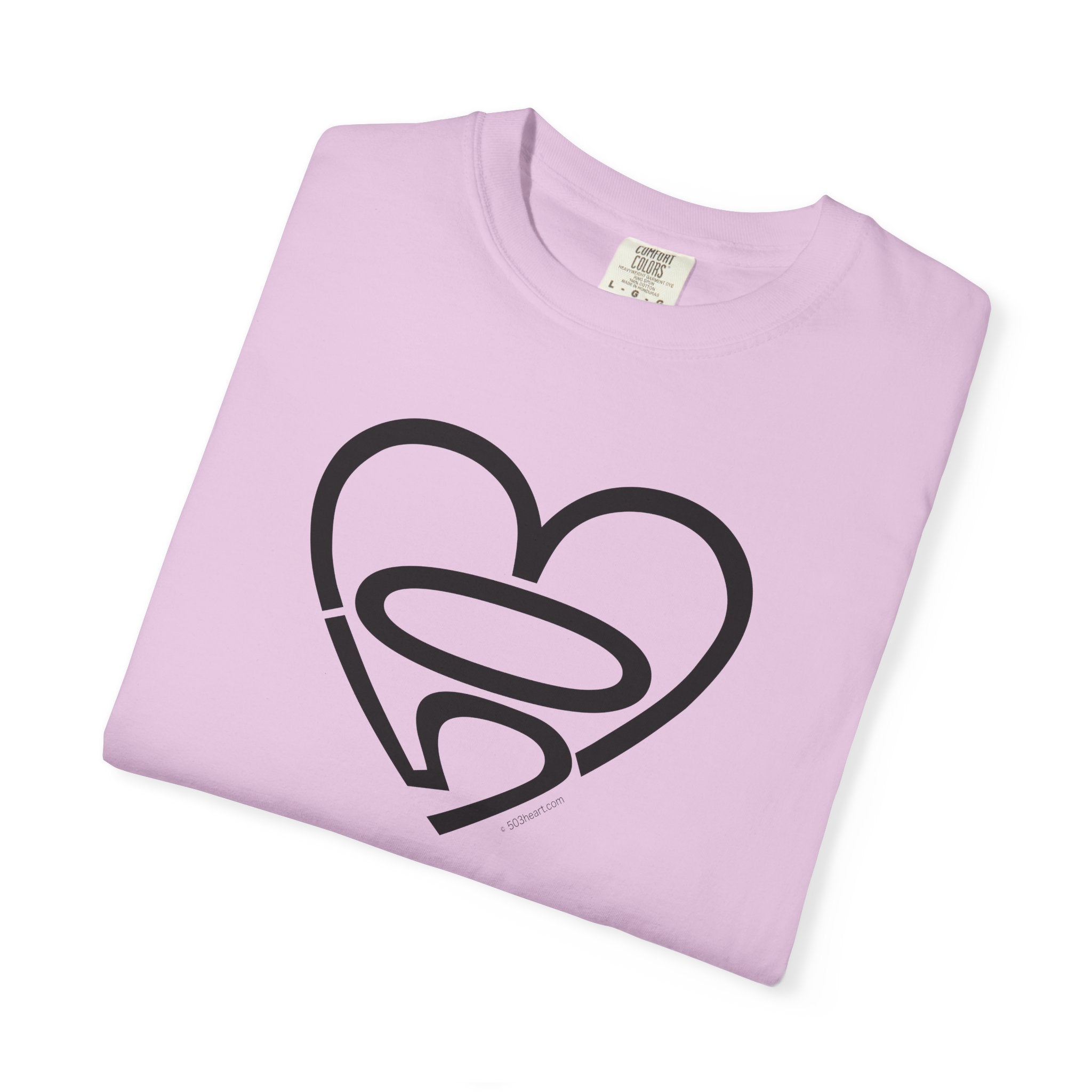 Unisex 503heart T-Shirt — Garment-Dyed Portland Love Tee — Full