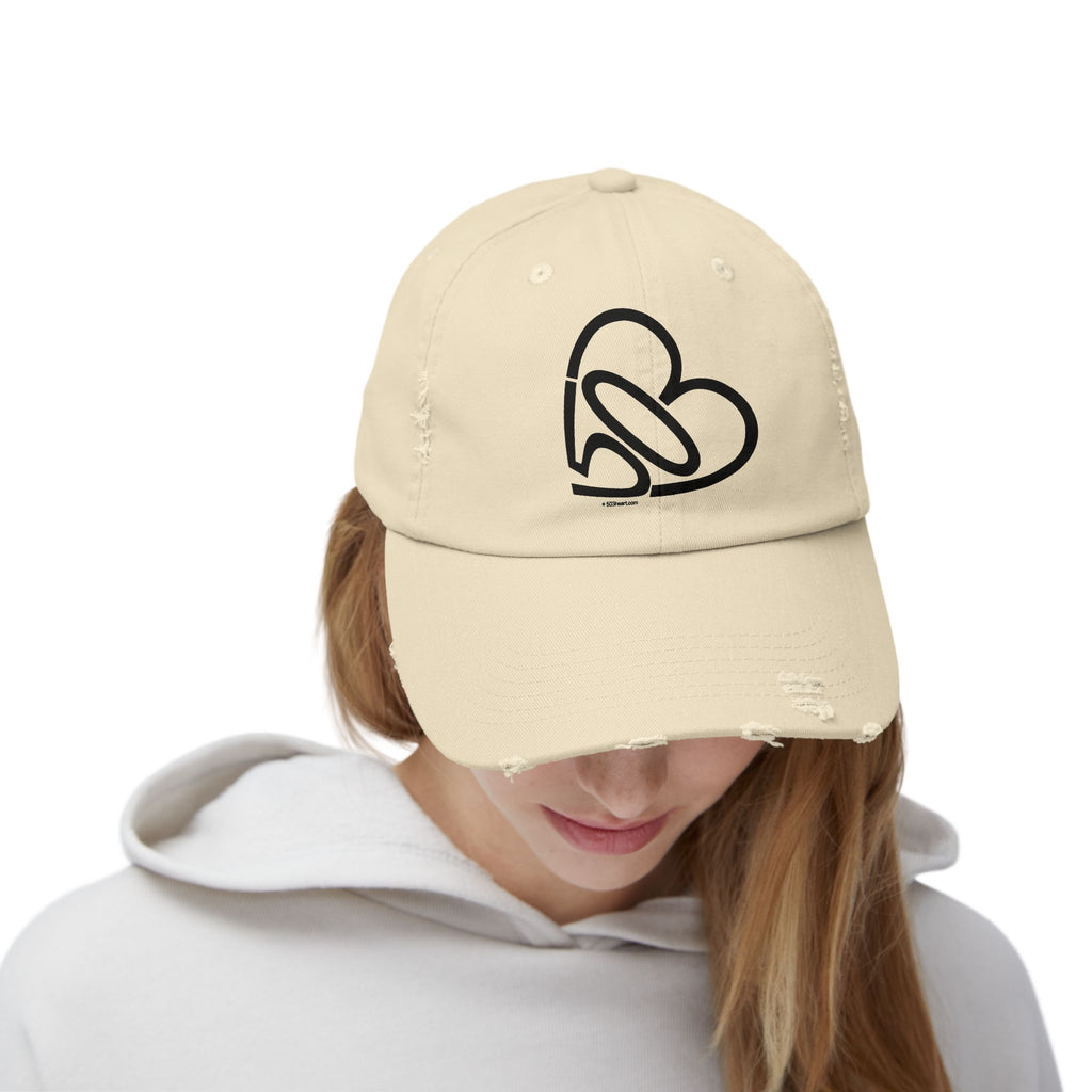 Unisex Distressed 503heart Baseball Cap — Vintage Casual Hat — Tilt