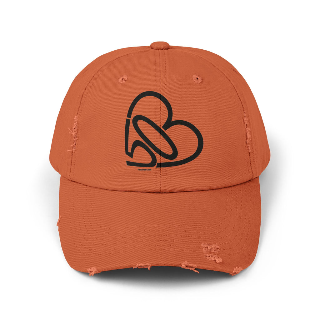 Unisex Distressed 503heart Baseball Cap — Vintage Casual Hat — Tilt