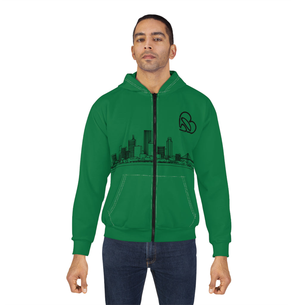 Unisex Portland Skyline + 503heart  Zip Hoodie — Minimal Skyline Design — Tilt