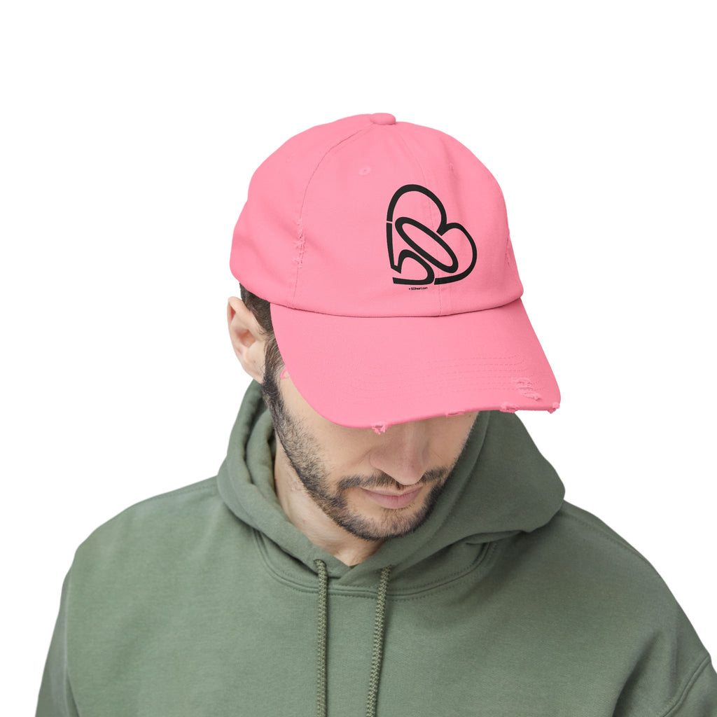 Unisex Distressed 503heart Baseball Cap — Vintage Casual Hat — Tilt