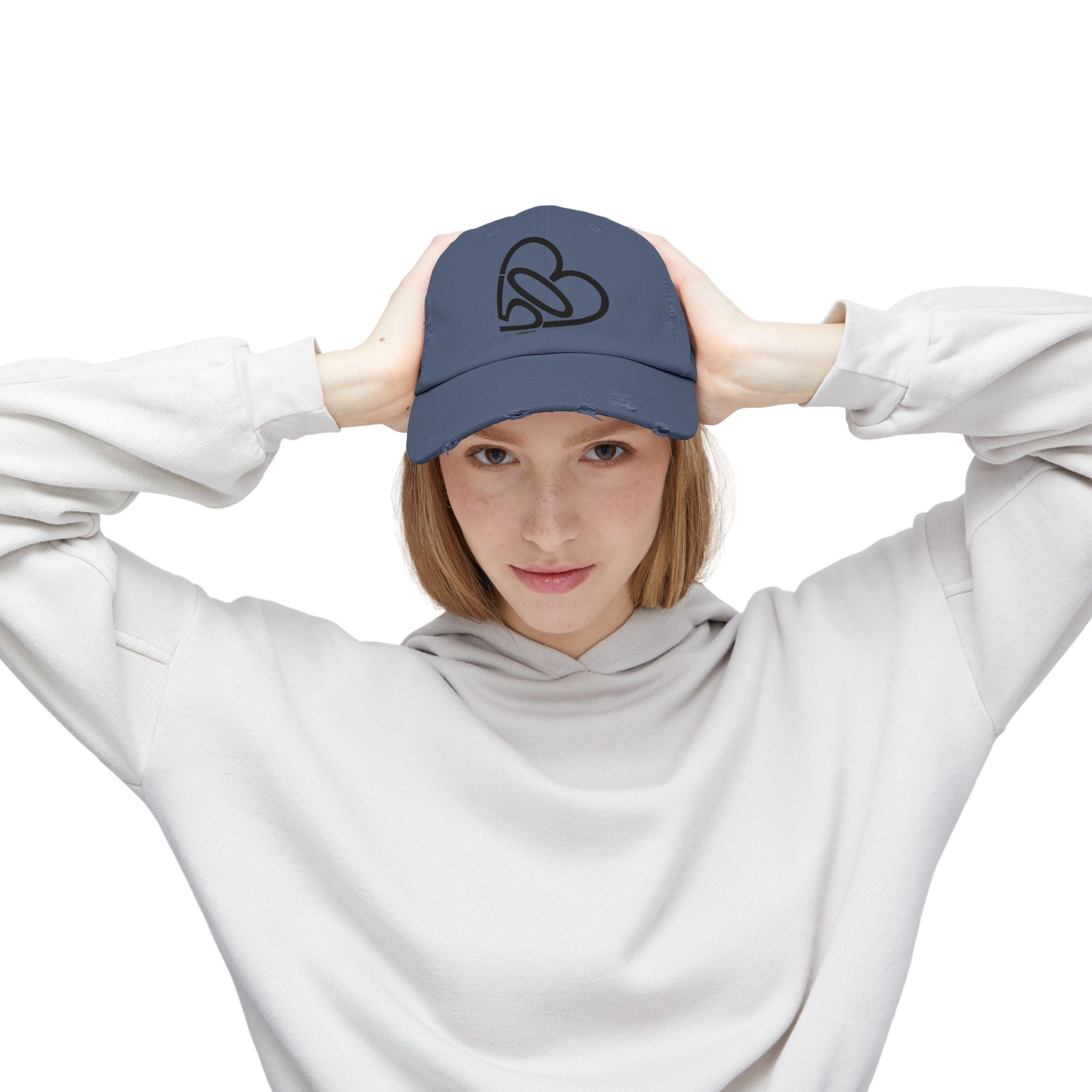 Unisex Distressed 503heart Baseball Cap — Vintage Casual Hat — Tilt