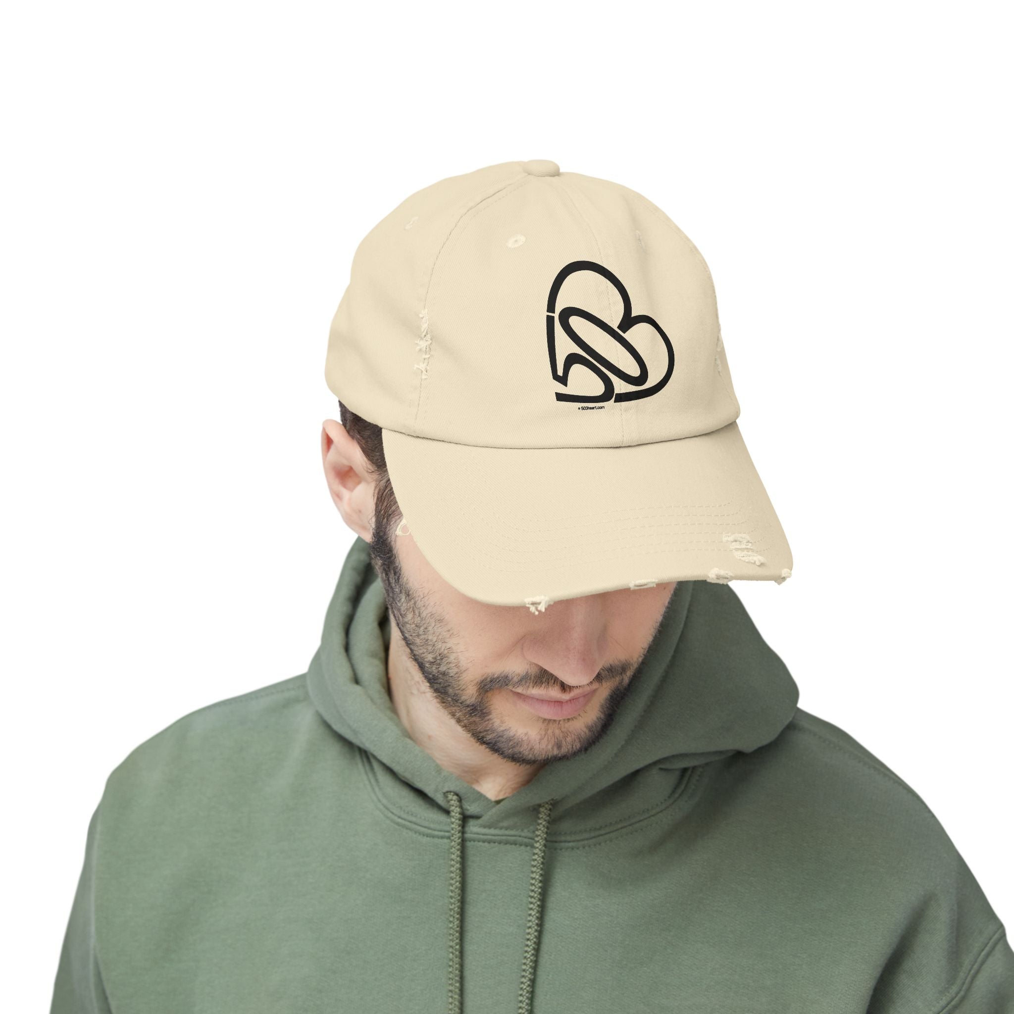 Unisex Distressed 503heart Baseball Cap — Vintage Casual Hat — Tilt