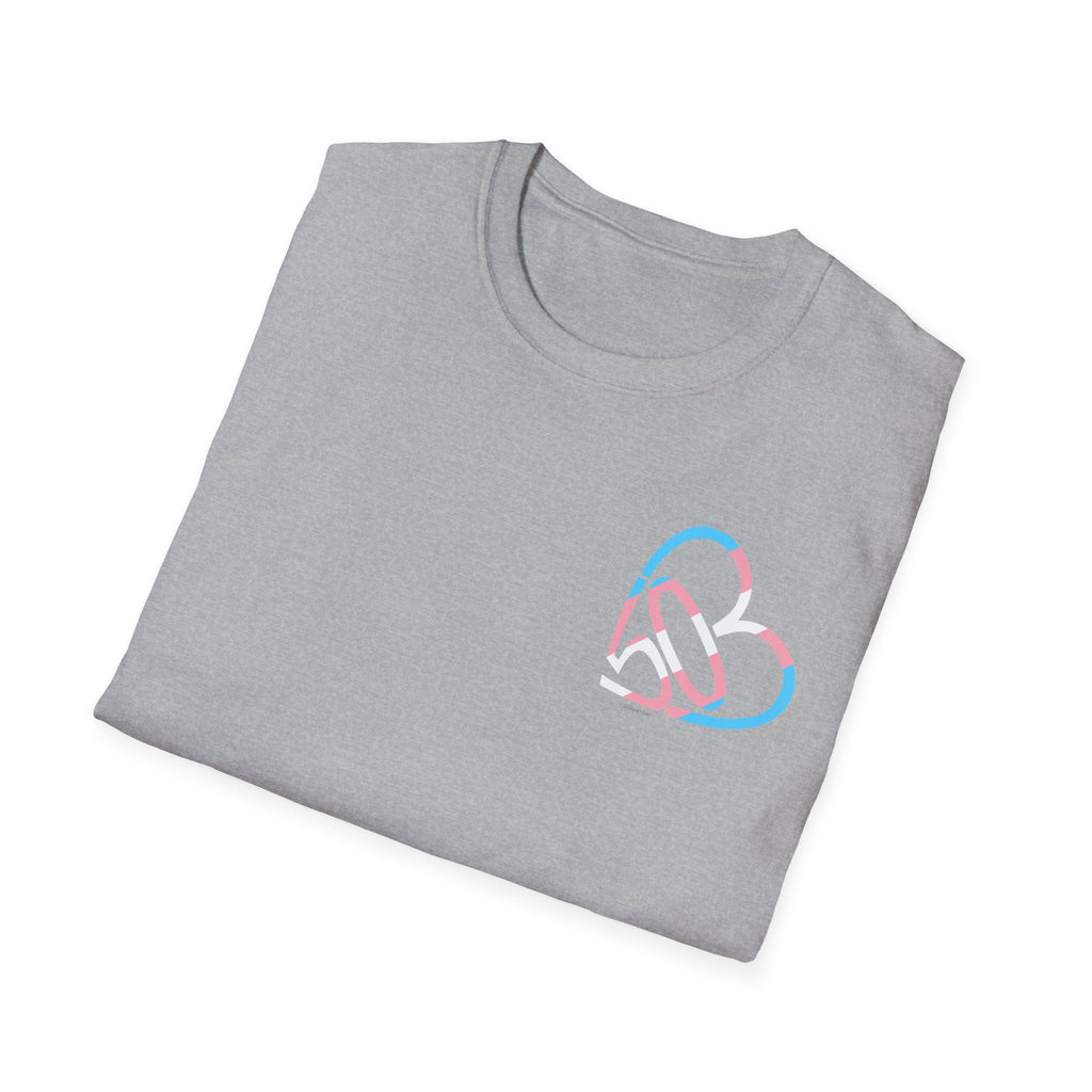 Unisex Trans Pride 503heart T-Shirt — Trans Flag Tee— Tilt
