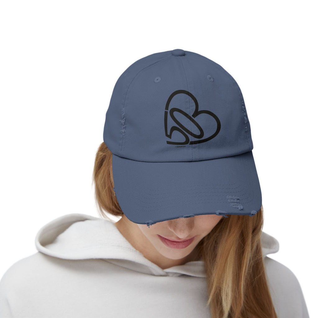 Unisex Distressed 503heart Baseball Cap — Vintage Casual Hat — Tilt