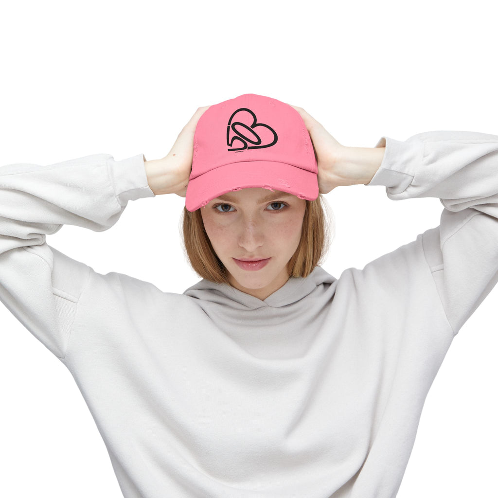 Unisex Distressed 503heart Baseball Cap — Vintage Casual Hat — Tilt