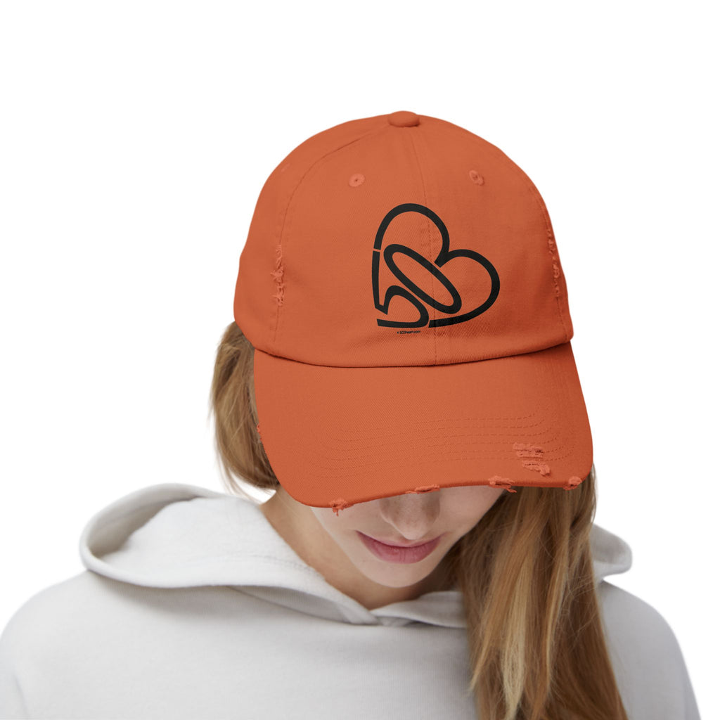 Unisex Distressed 503heart Baseball Cap — Vintage Casual Hat — Tilt