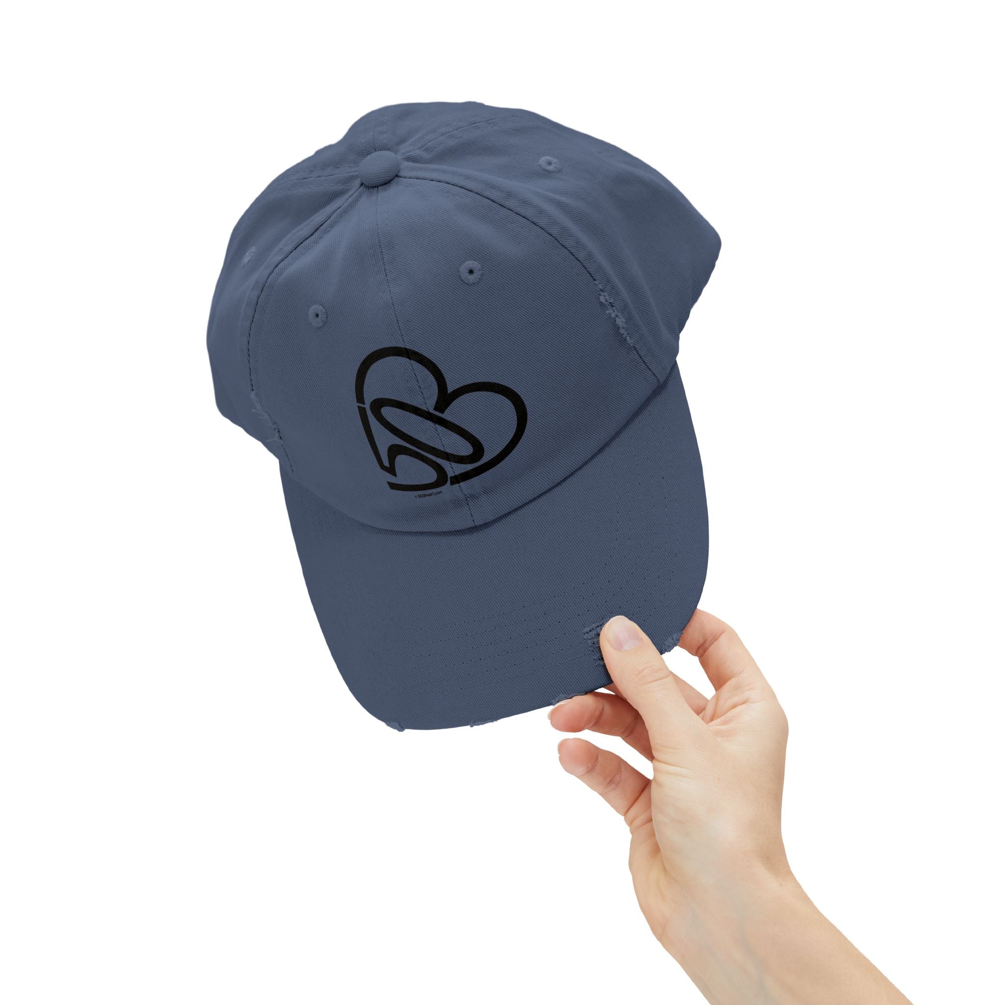 Unisex Distressed 503heart Baseball Cap — Vintage Casual Hat — Tilt