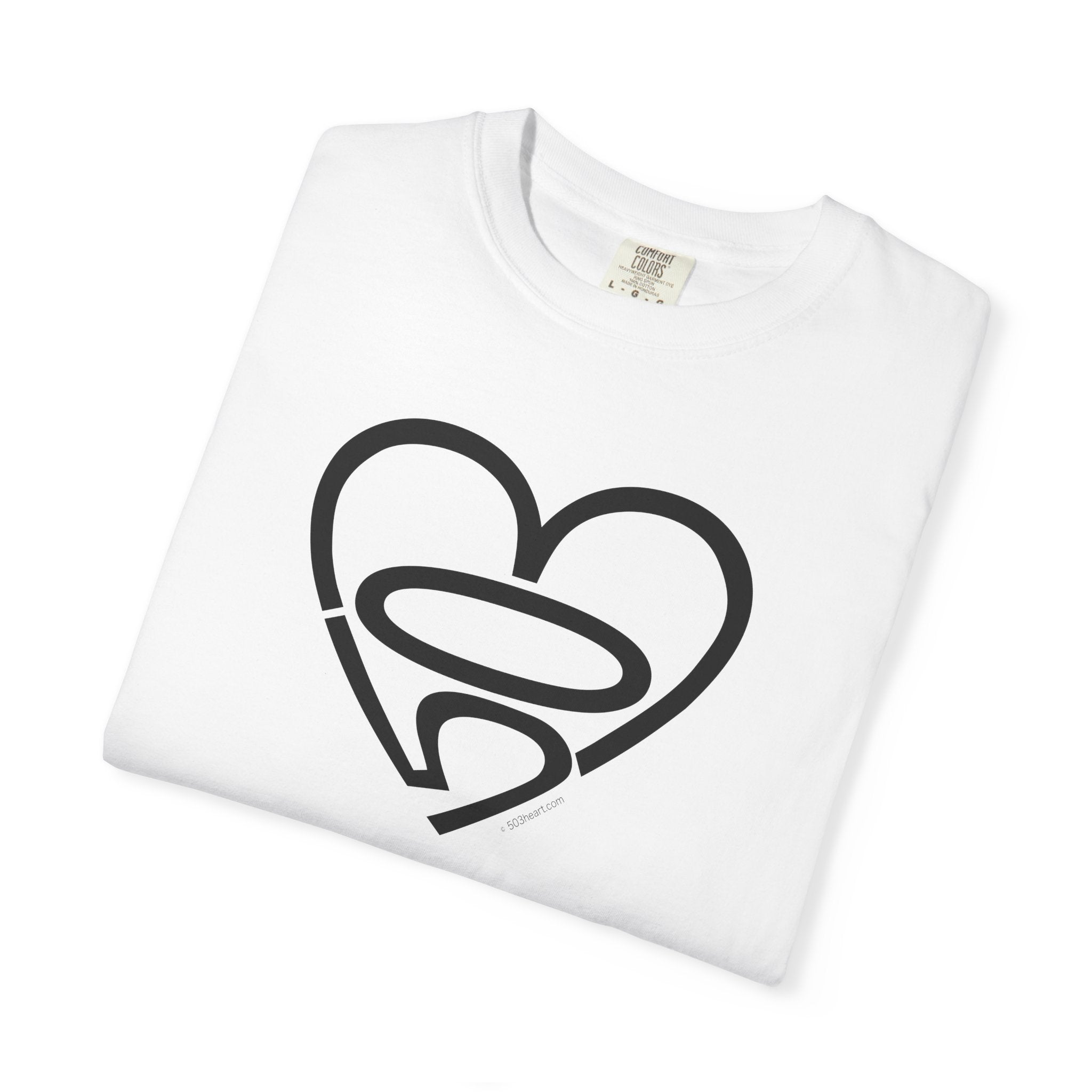 Unisex 503heart T-Shirt — Garment-Dyed Portland Love Tee — Full