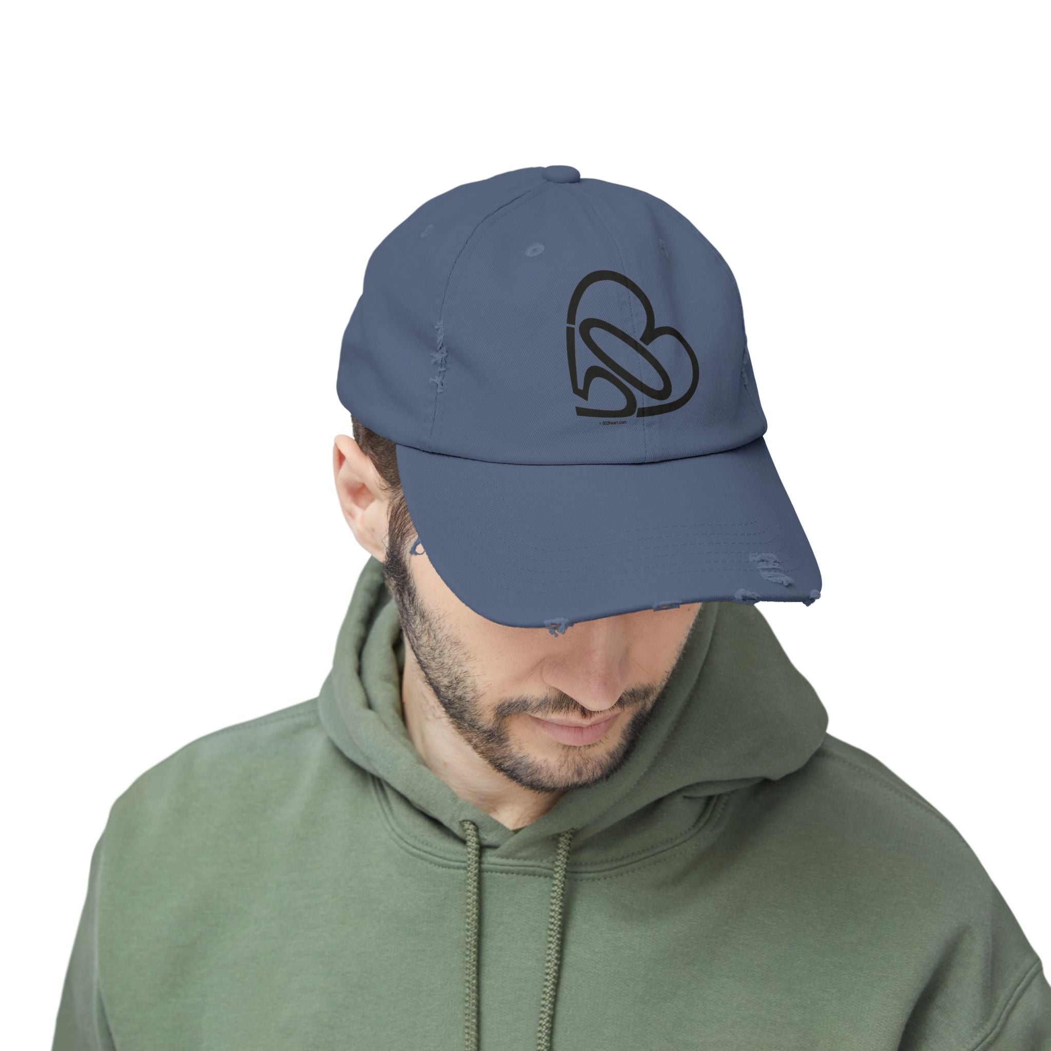 Unisex Distressed 503heart Baseball Cap — Vintage Casual Hat — Tilt