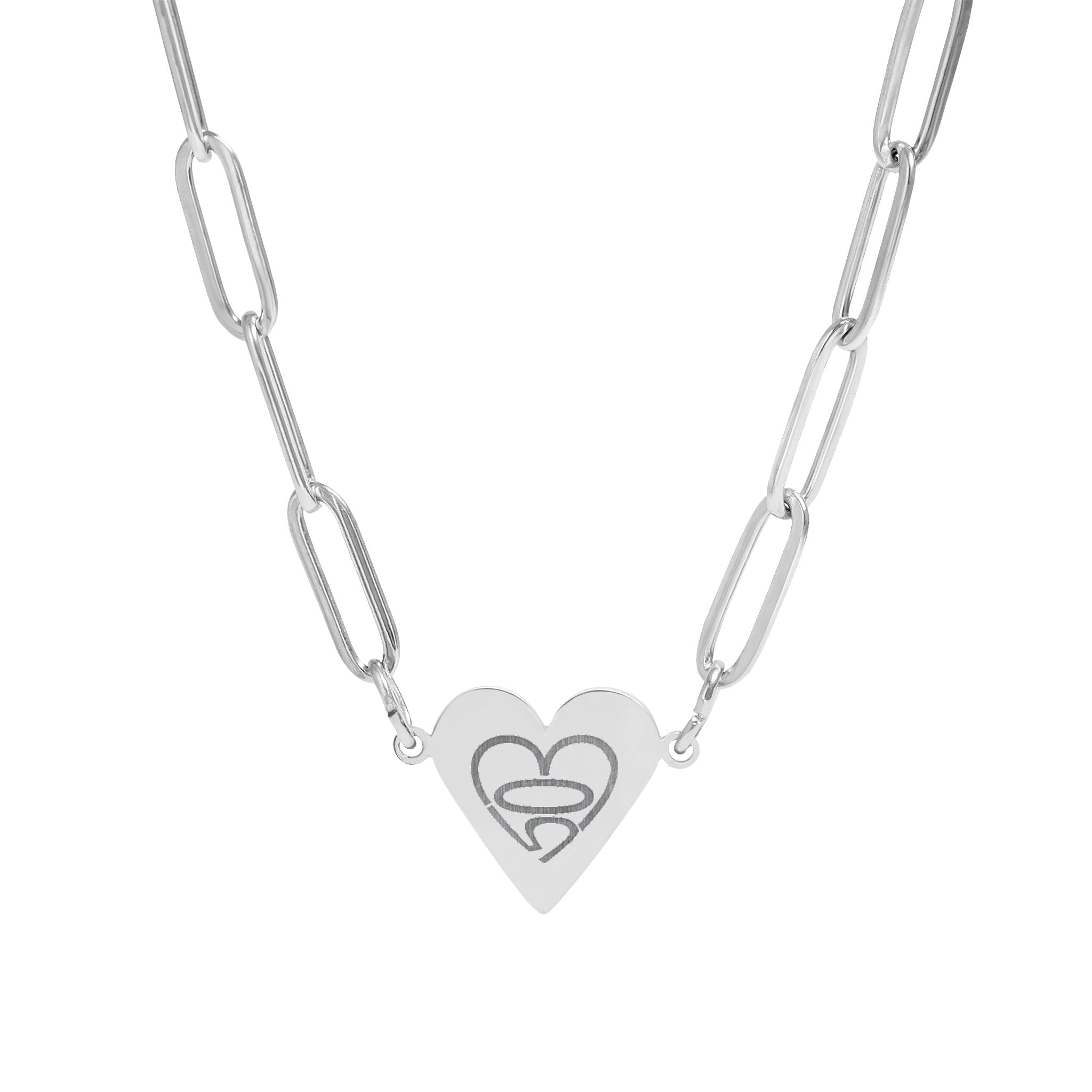 503heart Paperclip Necklace — Heart Pendant Chain — Full