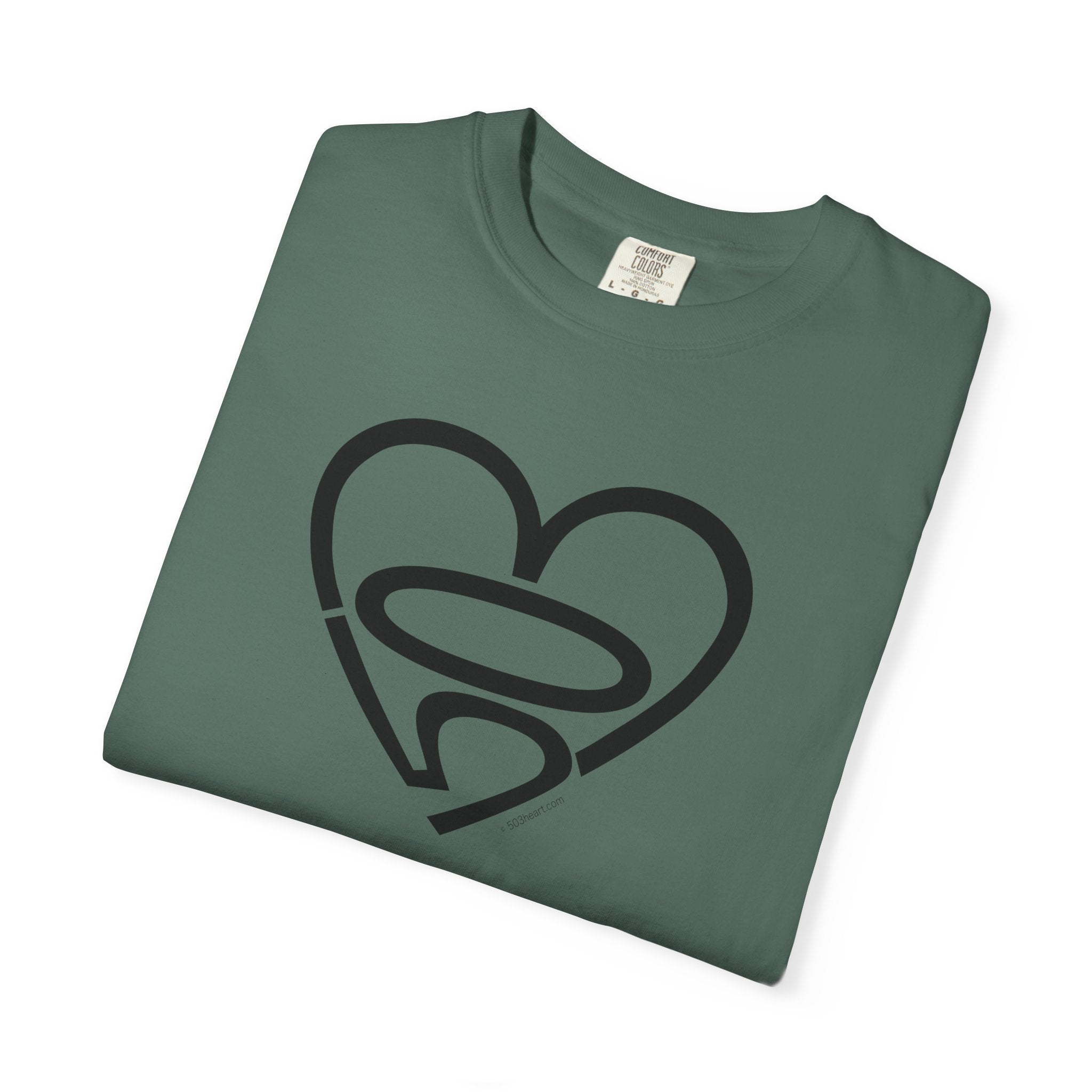 Unisex 503heart T-Shirt — Garment-Dyed Portland Love Tee — Full