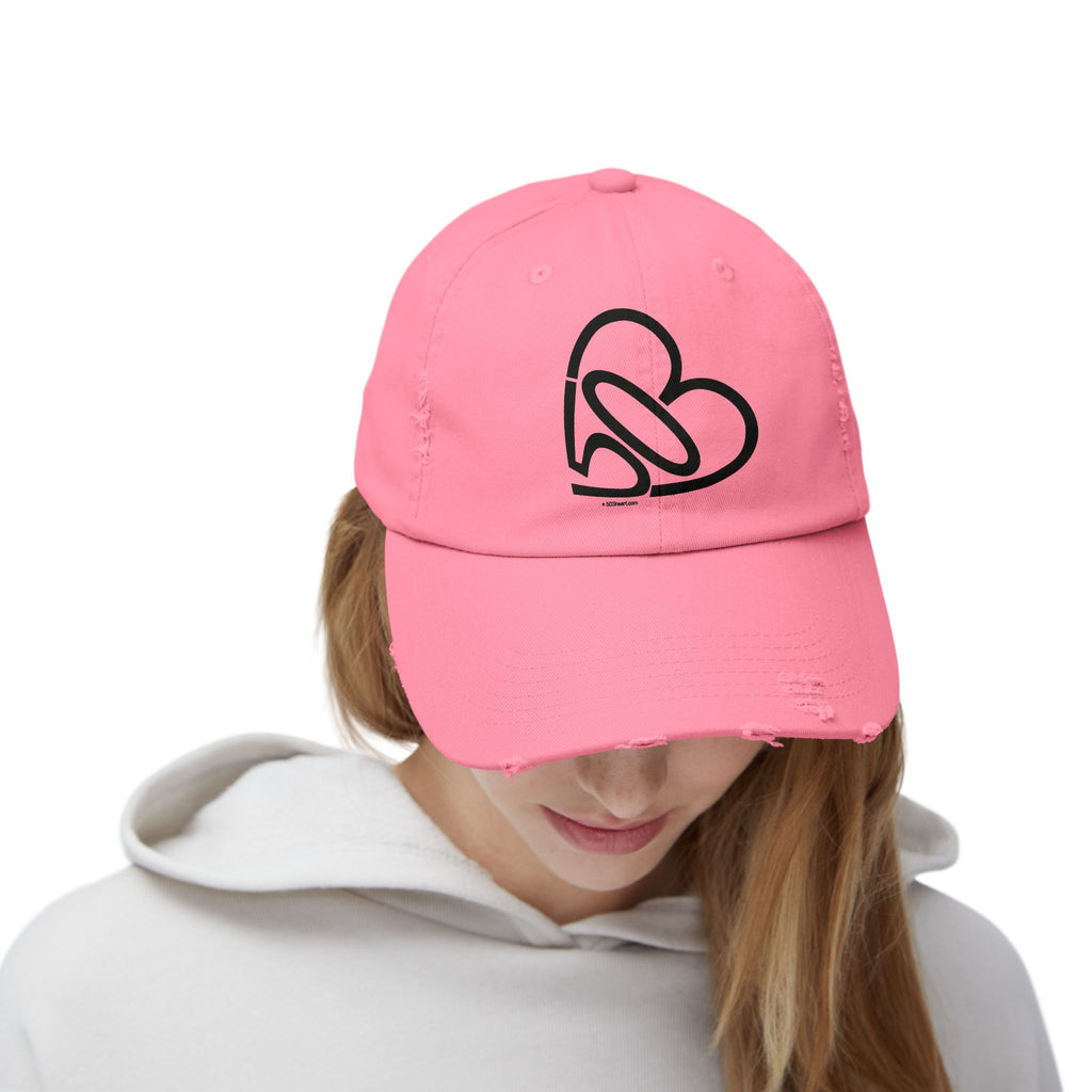 Unisex Distressed 503heart Baseball Cap — Vintage Casual Hat — Tilt