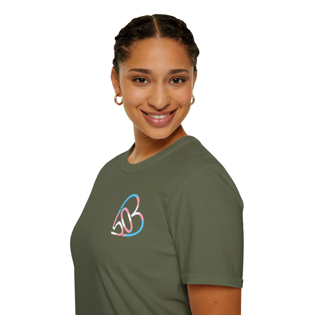 Unisex Trans Pride 503heart T-Shirt — Trans Flag Tee— Tilt